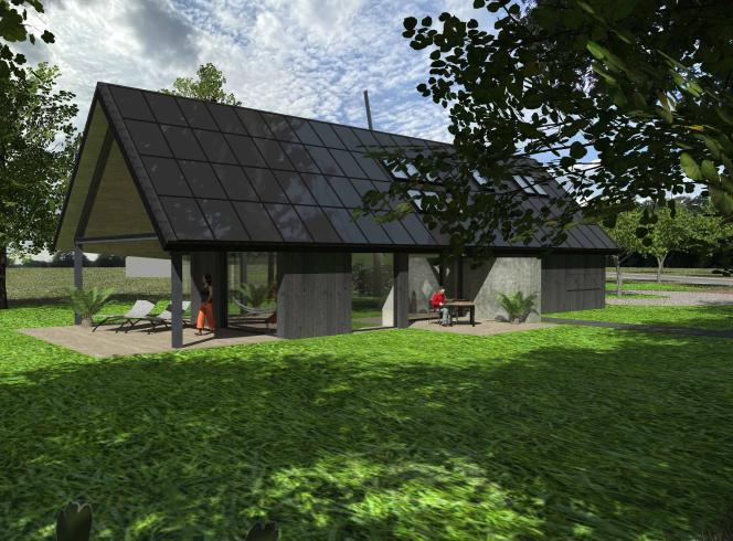 moderne schuurwoning met klassiek eiken gebint passend in drents dorp, gesloten schuur richting straat, langzaam openend naar het fraaie landschap aan de tuinzijde